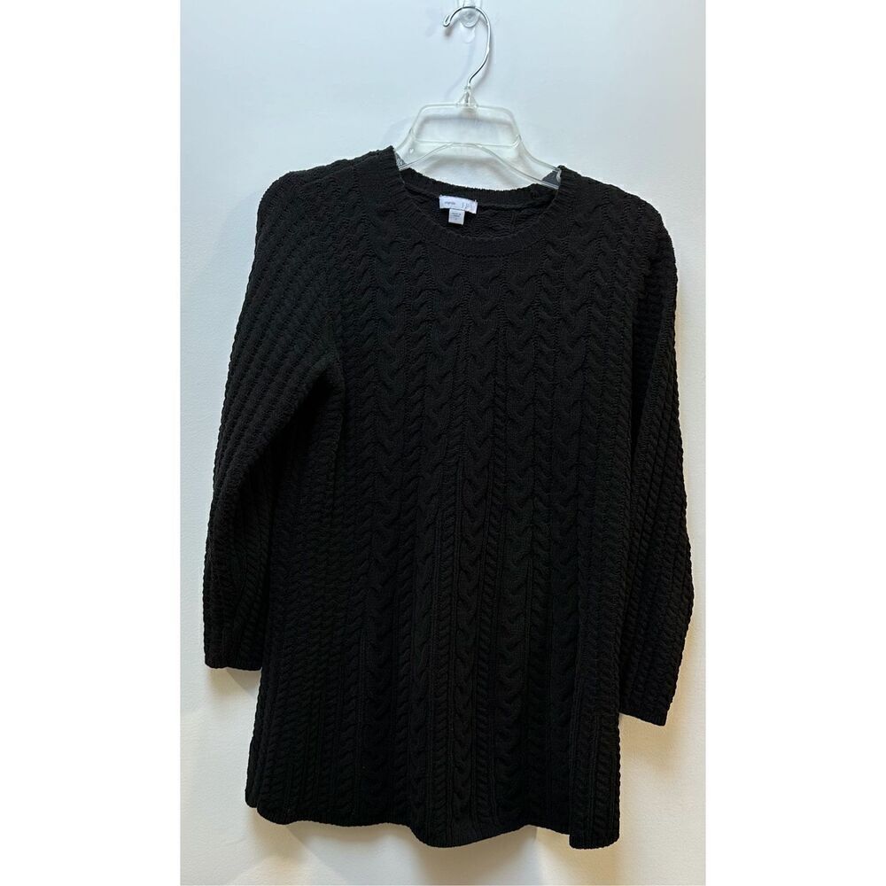 J. Jill women’s chenille cable knit 3/4 sleeve black sweater size Small #36-1695